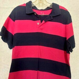 Gap Pink and Blue Striped Polo Golf Shirt Classic Fit